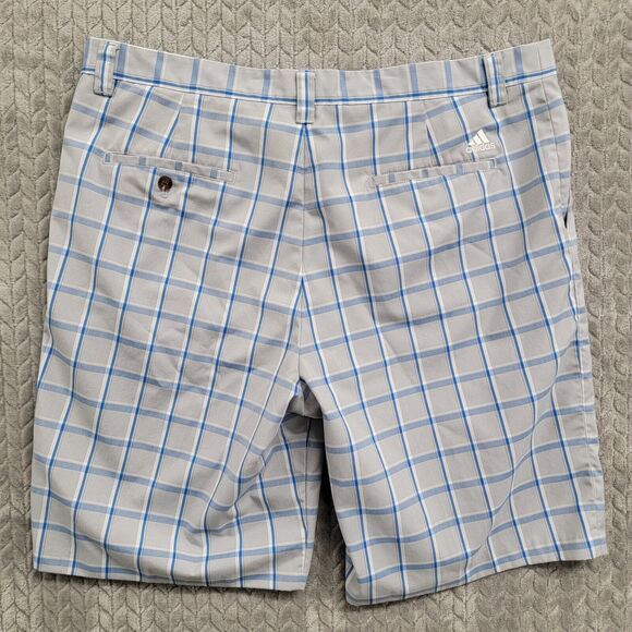 Adidas Golf Mens Plaid Flat Front Walking Shorts Size 38 (Chrome/Prime Blue) $60 - Picture 9 of 11